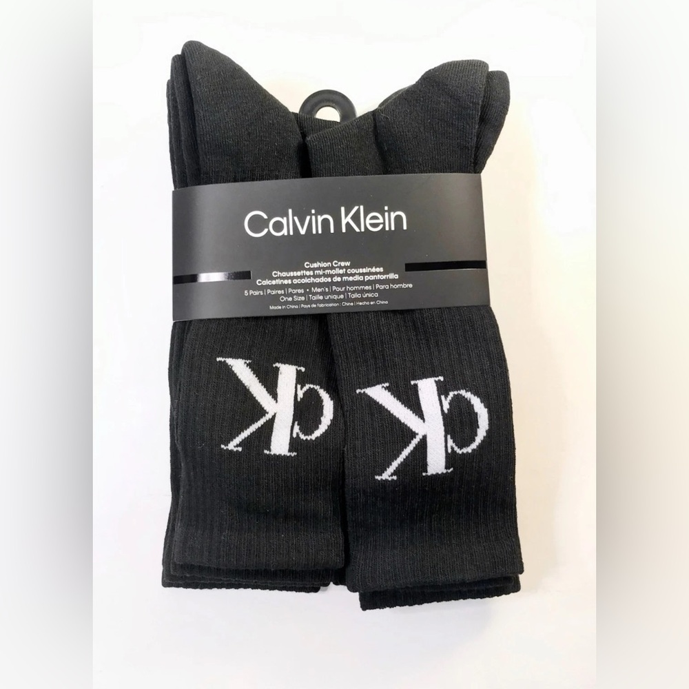 Calvin Klein Men’s Cushion crew Socks 5 pairs black white NWT